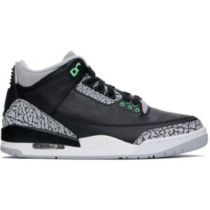 Nike Jordan Black Air Jordan 3 Retro Sneakers  - BLACK/GREEN GLOW-WOL - Size: US 9 - male