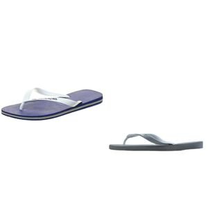 Havaianas Unisex's Brasil Logo Flip-Flop, MARINE BLUE, 9/10 UK, Unisex Adults, Top Mix, Flip Flop, Steel Grey/Steel Grey, 9/10 UK