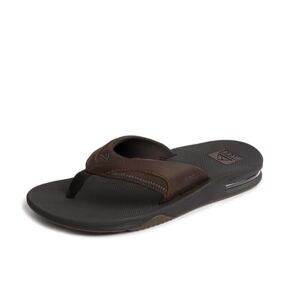 Reef Men's Leather Fanning Flip-Flop, Brown Dark Brown Dab, 10 UK