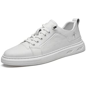 Xcvfbvg Mens Leather Shoes Men Casual Shoes Elevator Shoes Leather Sneakers Height Increase Heels Unisex Lift Inserts Sports Plus Size(Color:White,Size:8.5 Uk)