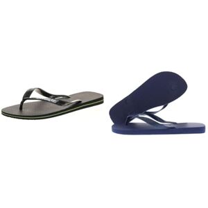 Havaianas Unisex's Brasil Logo Flip-Flop, BLACK/BLACK, 9/10 UK Unisex Adults' Flip Flops Blue (Navy Blue 0555) - 9/10 UK