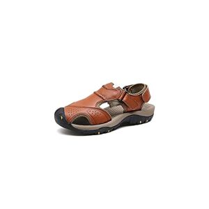 Asadfdaa Sandals For Men Summer Men Shoes Outdoor Casual Shoes Sandals Genuine Leather Non-Slip Sneakers Men Beach Sandals (Color : Red Brown, Size : 10)