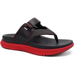 Oncai Orthopedic Flip Flops For Men Mens Arch Support Walking Sandals Sport Recovery Orthotic Leather Sandal For Man Plantar Fasciitis Red Black Size 8