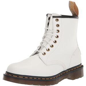 Dr. Martens unisex-adult Lace Boot Fashion Boot, Optical White Kemble Pu, 10 Women/9 Men