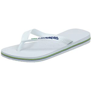 Havaianas Unisex Brasil Logo, White, 9/10