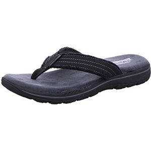 Skechers Men's EVENTED ARVEN Open Toe Sandals, Black Canvas, 6 UK