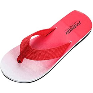 Generic Shoes Summer Men'S Fashion Spring And Summer Men'S Flip Flops Flat Bottom Lightweight Non-Slip Gradient Comfortable Indoor And Outdoor Beach Style Lunge Shoes Men, Red, 8 Uk