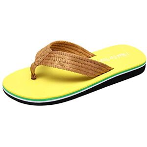 Iqyu Shoes Men'S Slippers Breathable Shoes Men'S Flat Flip Flops Home Slippers Summer Beach Shoes Sandals Men'S Slippers Men'S Shoes Flash Film, Yellow, 10 Uk