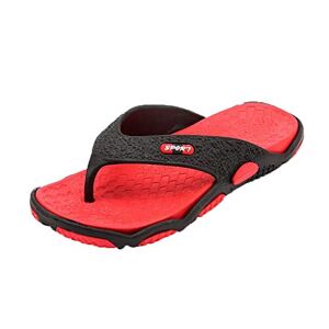 Uiflqxx Flip Flops Mens Leather Arch Support Flat Summer Wide Fit Beach Sandals Non Slip Cushioned Yoga Foam Pool Shower Thongs Mens Lightweight Soft Soled Slides (Red, 8)