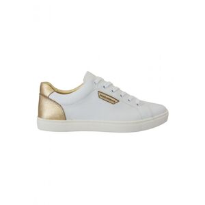 Dolce & Gabbana Mens White Gold Leather Low Top Sneakers Shoes - Size Eu 45