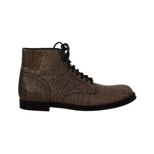 Dolce & Gabbana Mens Gray Crocodile Leather Derby Boots - Black - Size Uk 8
