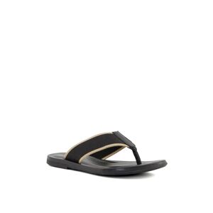 Dune London Mens Intent - Toe-Post Casual Sandals - Black Leather (Archived) - Size Uk 7