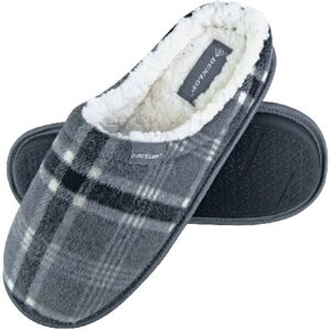 Dunlop Mens Plush Fleece Lined Slip On Mule Checked Plaid Slippers (6 Sizes) -  7 UK,  7179 Grey male