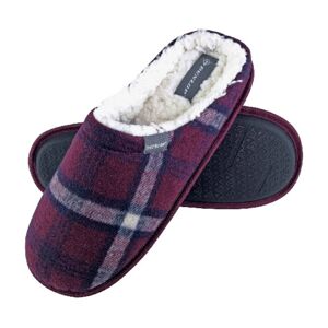 Dunlop Mens Plush Fleece Lined Slip On Mule Checked Plaid Slippers (6 Sizes) -  7 UK,  7179 Red male