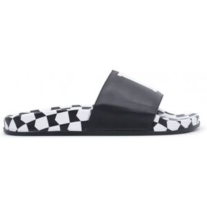 RHUDE Checkered Leather Sliders Black - Men - Black > White