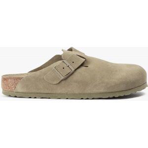 BIRKENSTOCK Mens Boston Suede Leather Mules In Faded Khaki Colour: Tan - male