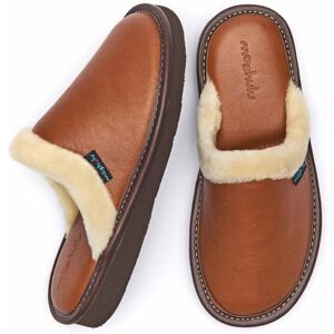 Brown Classic Leather Mule Slippers   Size 4   Adele 2 Moshulu - 4