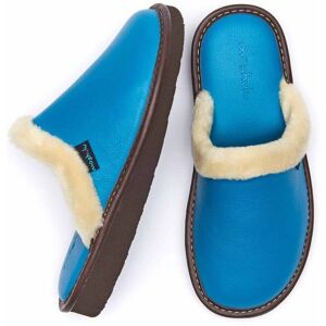 Blue Classic Leather Mule Slippers   Size 6.5   Adele 2 Moshulu - 6.5