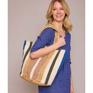 Earthy Stripe Cotton And Jute Beach Bag   Entwistle Moshulu