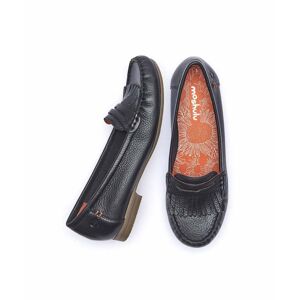 Black Fringed Leather Loafers   Size 4.5   Italian Dressing Moshulu - 4.5