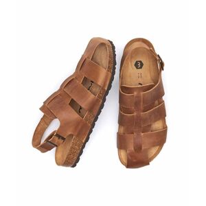 Brown Leather Cork Footbed Fisherman Sandals Men's   Size 11.5   Berneray Moshulu - 11.5