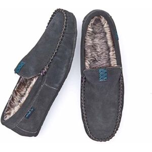 Grey Men's Suede Moccasin Slippers   Size 7   Fielding 3 Moshulu - 7