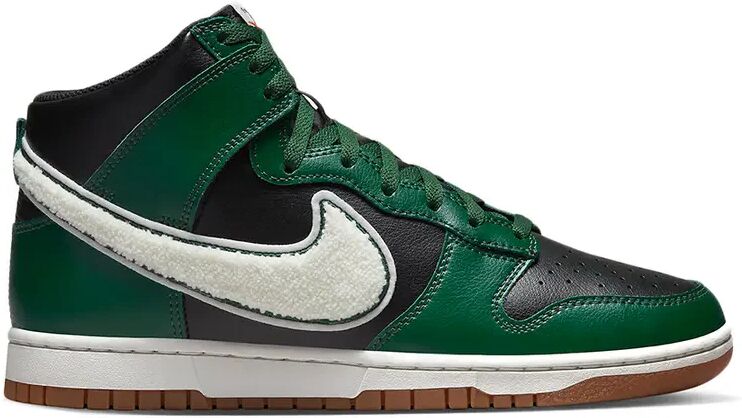 Nike Dunk High Chenille Swoosh Black Green - Size: UK 9 - EU 44 - Size: UK 9 - EU 44 - - Black - Size: UK 9 - EU 44 - US M 10