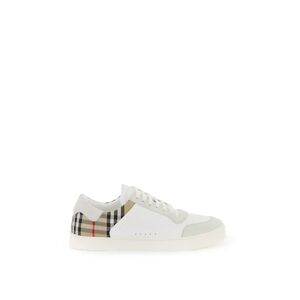 Burberry check leather sneakers  - White - male - Size: 40
