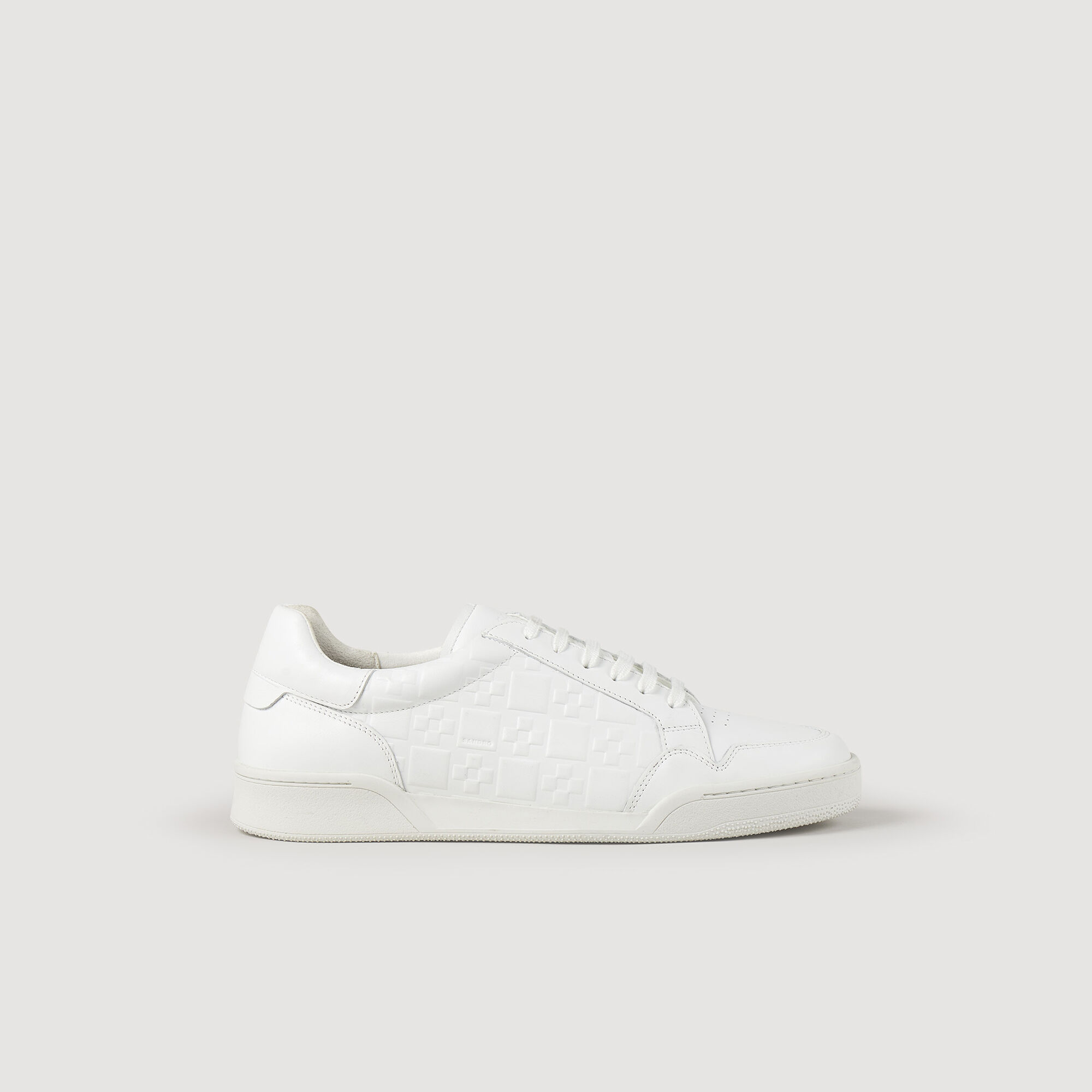 Sandro Embossed square cross leather sneakers - male - white -  Men-All Shoes-FR 40 / US 7.5