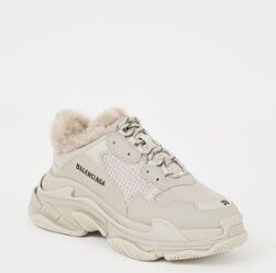 Balenciaga Triple S Sneaker mit Kunstpelz Beige 36, 37, 38