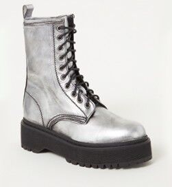 Jonak Schnürstiefel aus Leder mit Metallic-Finish Silber 38