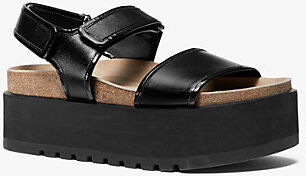 MICHAEL KORS COLLECTION MK Elsie Calf Leather Flatform Sandal - Black