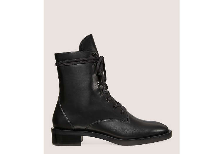 Stuart Weitzman Sondra Sleek Bootie, Black Smooth Leather, Size: 7 Medium