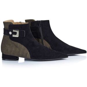 Madeleine Leder-Boots in spitzer Form schwarz / multicolor 36