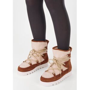 Madeleine Plateau-Boots mit Schnürkordel taupe / wollweiss 39