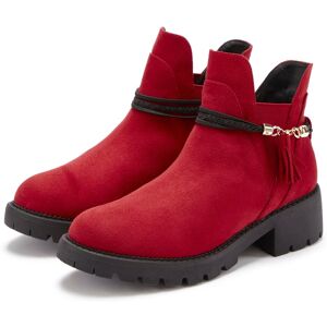 LASCANA Chelseaboots, mit abnehmbarem Band und Chunky-Sohle, Ankle Boots,... rot  37