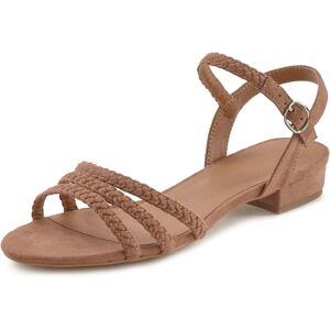 LASCANA Sandale, Sandalette, Sommerschuh mit geflochtenen Riemchen VEGAN taupe  39