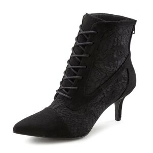 LASCANA Schnürstiefelette, in sexy Spitzen Optik, Stiefel schwarz  39