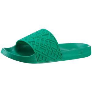 Tommy Hilfiger Pantolette »TH MONOGRAM POOL SLIDE«, Sommerschuh, Schlappen... grün  38