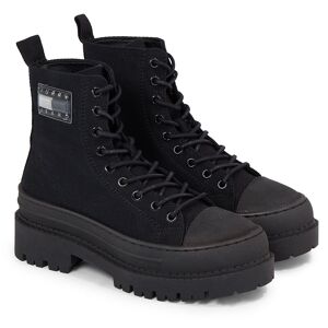 Tommy Jeans Schnürboots »TJW FOXING CANVAS BOOT«, mit praktischer Anziehlasche schwarz  39