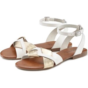 LASCANA Sandale, Sandalette, Sommerschuh aus hochwertigem Leder mit Metallic... weiss  38