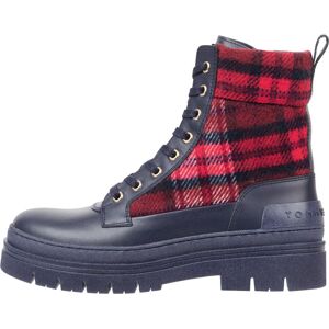 Tommy Hilfiger Schnürstiefelette »FEMININE TARTAN LACE UP BOOTIE«, mit coolem... dunkelblau-rot Größe 40