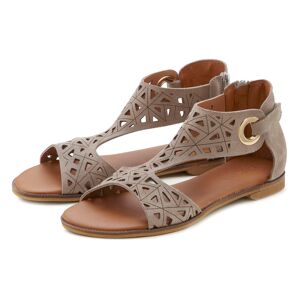 LASCANA Sandale, Sandalette, Sommerschuh aus hochwertigem Leder mit Cut-Outs taupe Größe 35