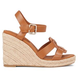 Tommy Hilfiger Keilsandalette »ESPADRILLE HIGH WEDGE LEATHER«, Sommerschuh,... cognac Größe 42