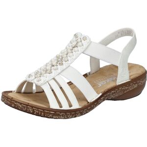 Rieker Sandale, Sommerschuh, Sandalette, Keilabsatz, mit Gummizüge offwhite Größe 42