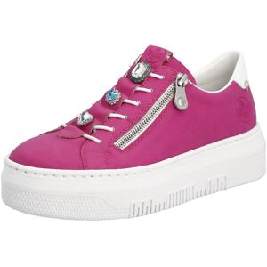 Rieker Sneaker, mit hübschen Schmucksteinen, Freizeitschuh, Halbschuh,... fuchsia-weiss Größe 38