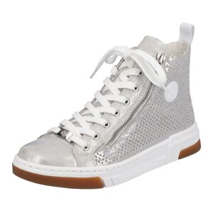 Rieker Sneaker, High Top-Sneaker, Freizeitschuh, Schnürschuh im Metallic-Look grau-silberfarben Größe 36