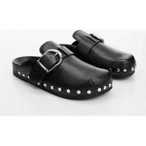 Mango Leder-Clogs mit Nieten - Schwarz - 41 - weiblich