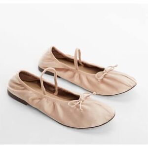 Mango Satinierte Stretch-Ballerina - Beige - 39 - weiblich