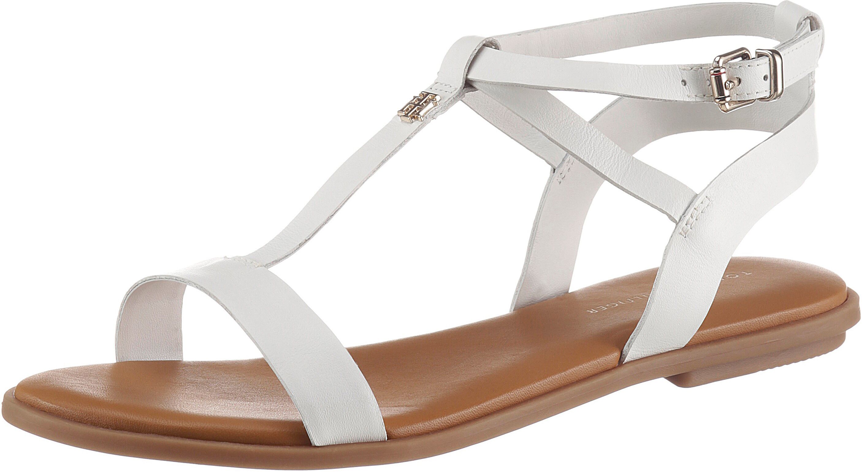 Tommy Hilfiger Riemchensandale »REMININE LEATHER FLAT SANDAL«, mit TH-Logo weiss  36 37 38 39 40 41 42